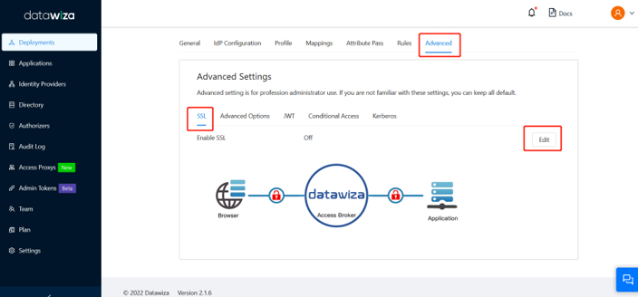 Screenshot dell'elenco a discesa Cert Type con le opzioni disponibili, Self-signed e Upload.