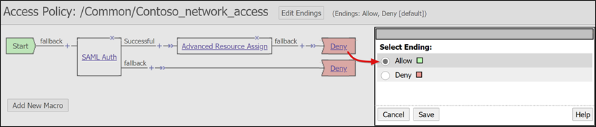 Screenshot dell'opzione Deny in Access Policy.