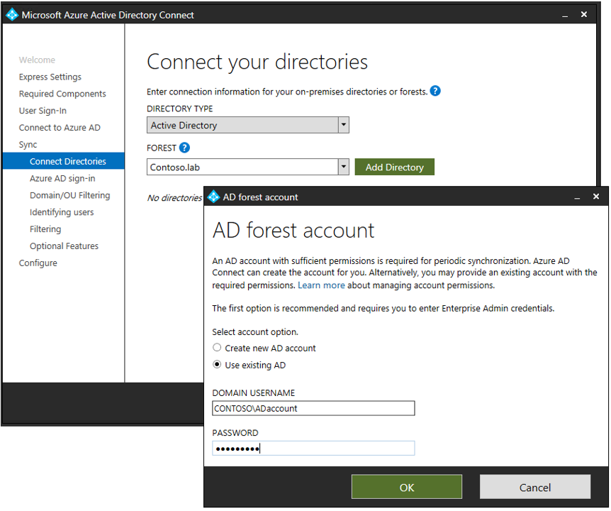 Panoramica dell'account Active Directory Domain Services