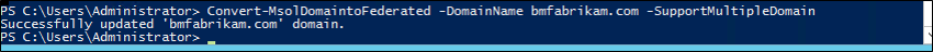 Screenshot che mostra il completamento corretto del comando di PowerShell.