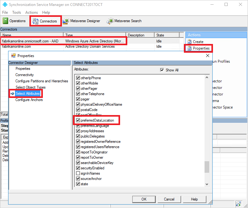 screenshot della finestra di dialogo Synchronization Service Manager and Properties (Gestione servizi di sincronizzazione e proprietà)