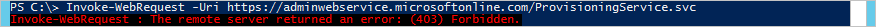 Screenshot di un errore proxy 403 in PowerShell.