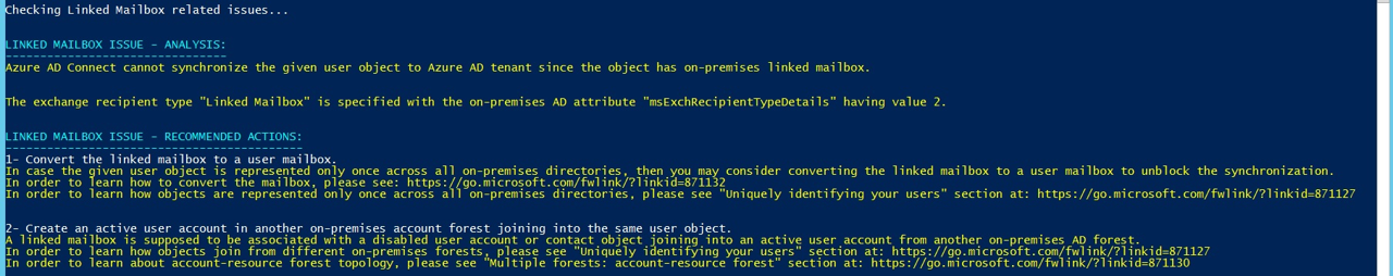 Screenshot che mostra un esempio di errore di cassetta postale collegata in PowerShell.