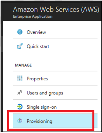 Screenshot dell'app AWS con Provisioning evidenziato.