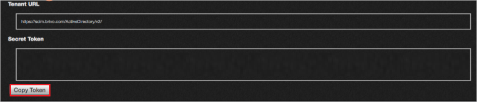 Pulsante Copy Token in Brivo Onair Identity Connector