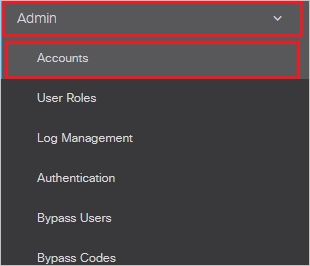 Screenshot che mostra l'account di Cisco Umbrella Admin.