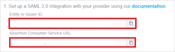 Screenshot mostra la configurazione SAML di base.