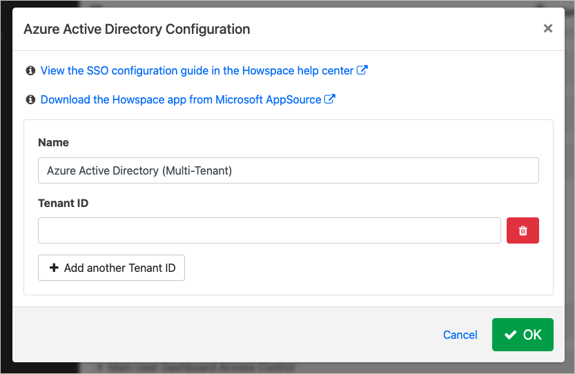 Screenshot della finestra di dialogo Microsoft Entra ID (Multi-Tenant).