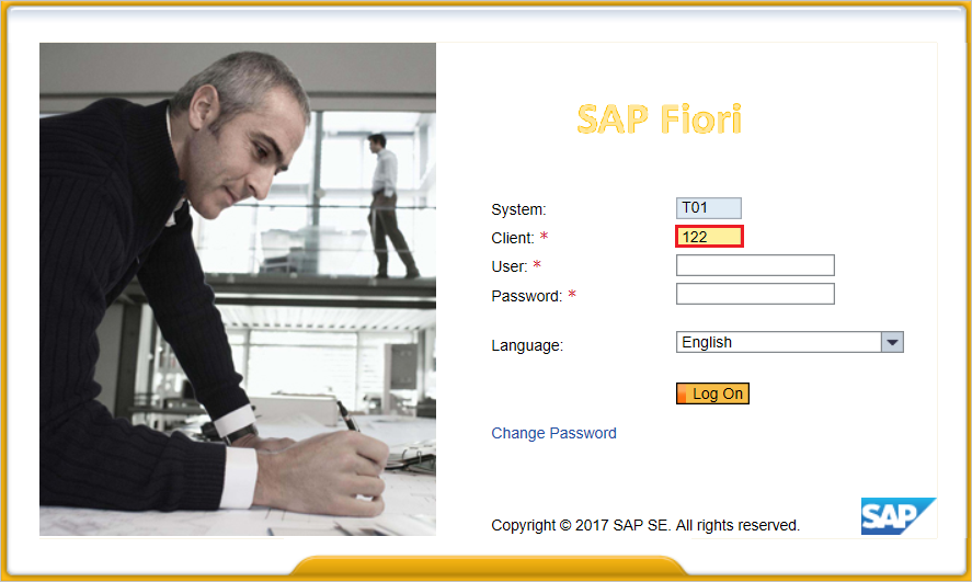 pagina di accesso del client SAP Fiori Business