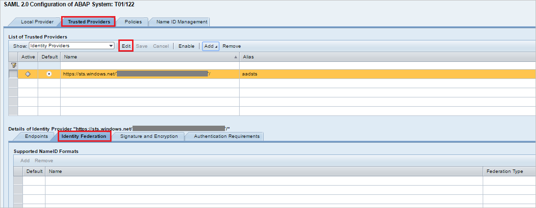 schede Fornitore Attendibile e Federazione delle Identità in SAP