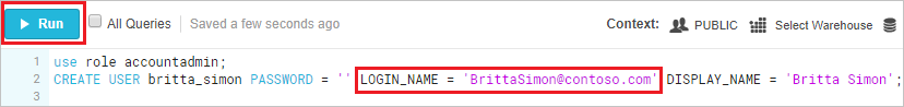 SQL amministratore di Snowflake