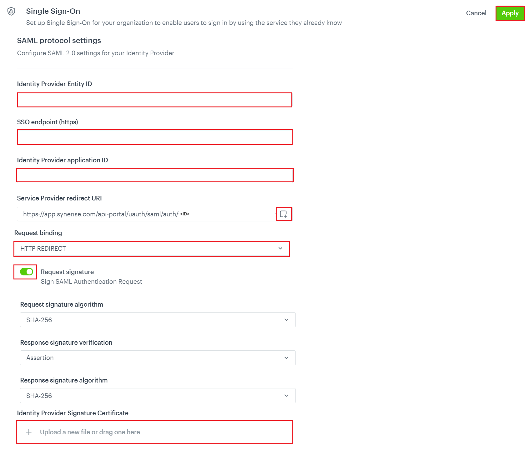 configurazione di Synerise