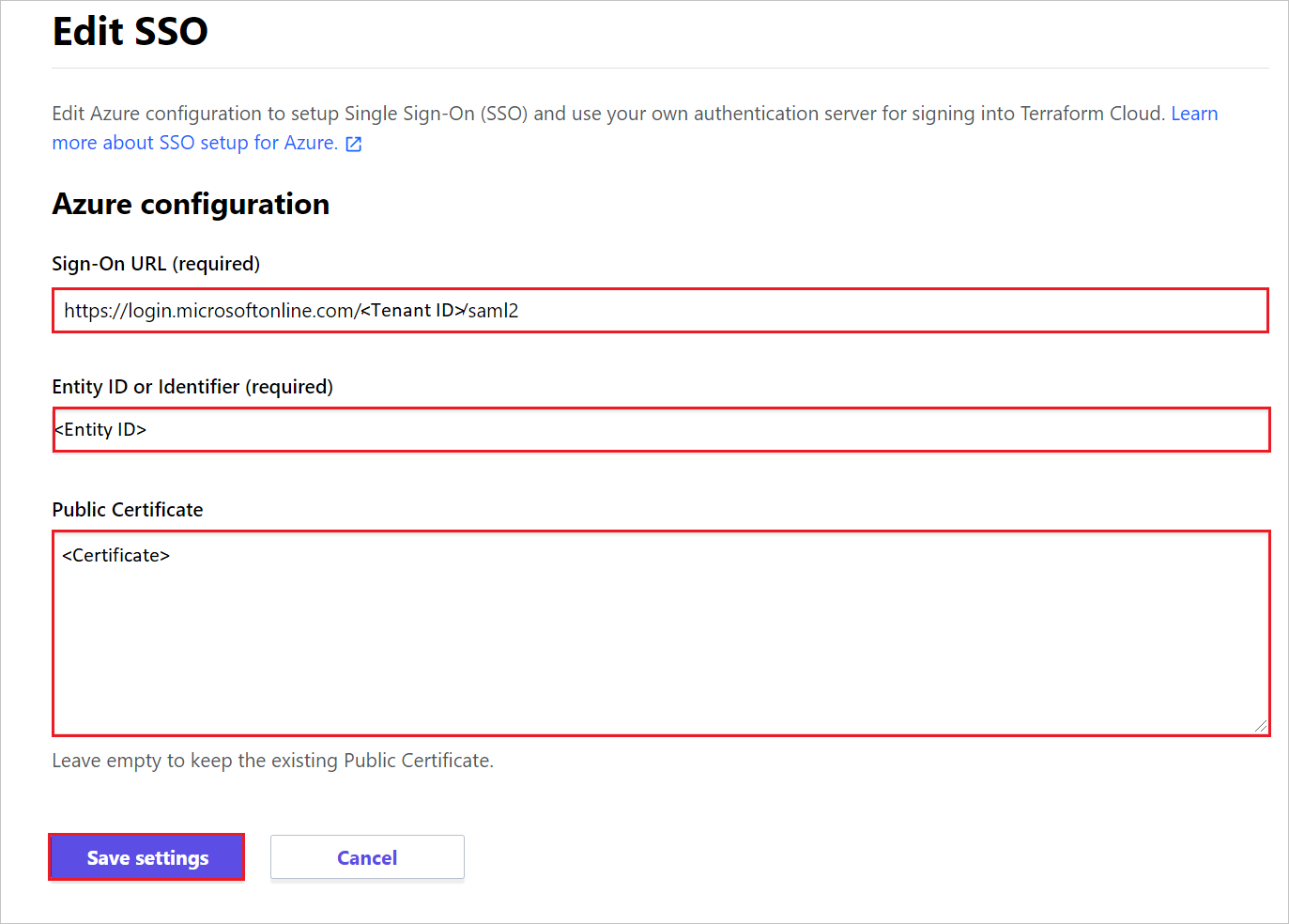 Terraform Cloud modifica sso