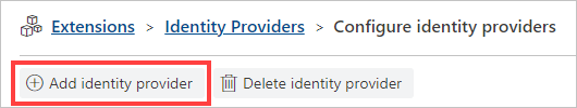 La schermata mostra l'opzione Aggiungi provider di identità selezionato.