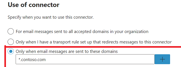 Schermata della procedura guidata del connettore per la nuova interfaccia di amministrazione di Exchange.