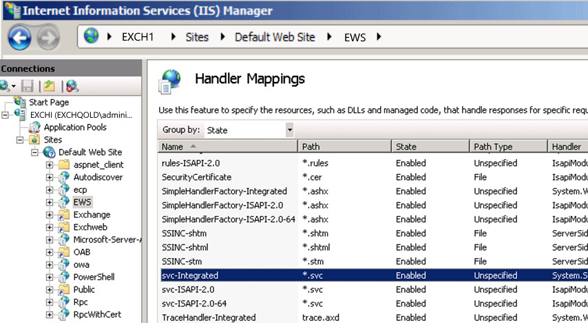 Screenshot della pagina Mapping dei gestori in EWS.