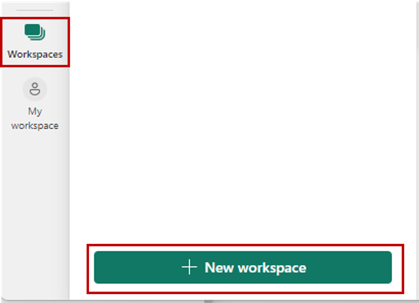 Screenshot dell’opzione Crea un'area di lavoro.