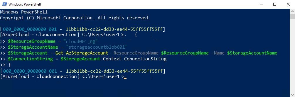 PowerShell get stringa di connessione