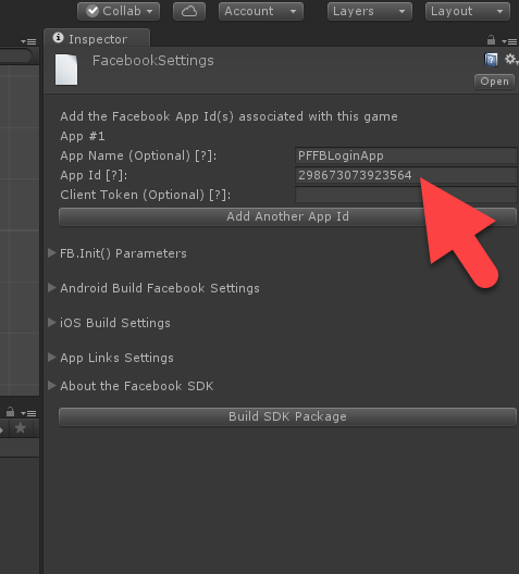 Enter app ID in Facebook SDK configuration