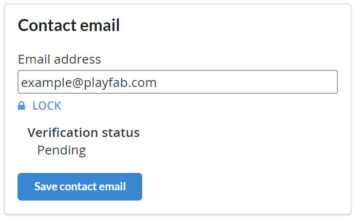 Game Manager - Player Profile - Contact email - Verification Pending