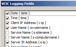 Screenshot che mostra la finestra di dialogo Campi di registrazione W 3 C.