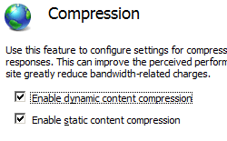 Screenshot che mostra il riquadro Compressione con Abilita compressione dinamica del contenuto e Abilita caselle di compressione del contenuto statico selezionate.