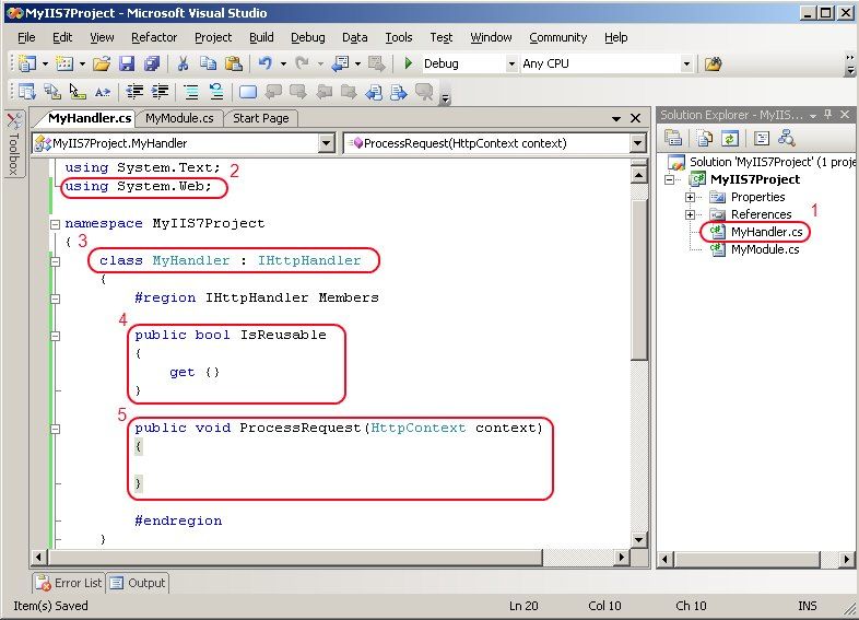 Implementare l'interfaccia IHttpHandler in Visual Studio Implementare l'interfaccia IHttpHandler