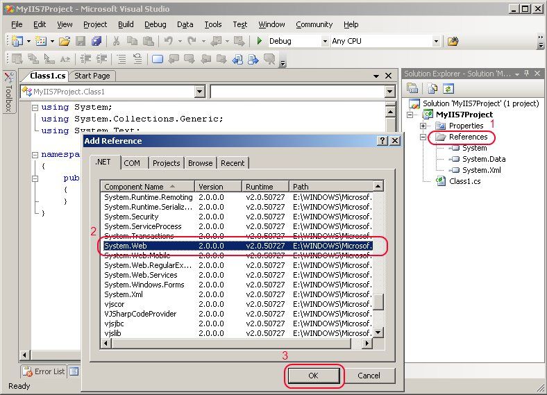 Aggiungere riferimento a System.Web.dllAggiungere riferimento 