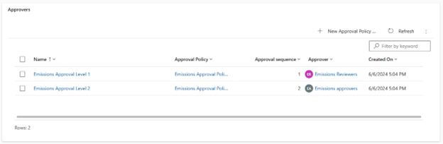 Screenshot of adding approvers.