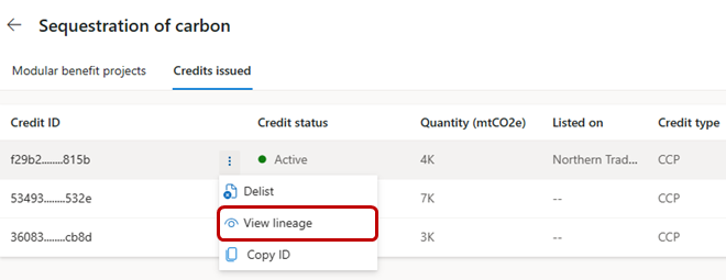 Visualizzare la derivazione del credito.