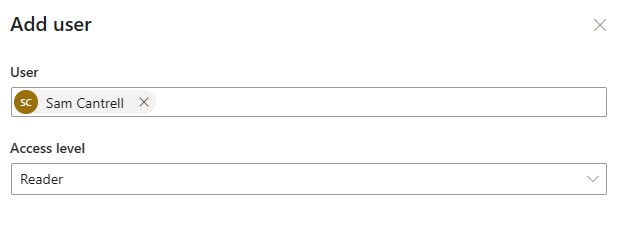 Schermata del livello di accesso di un utente del servizio di credito ambientale (anteprima).