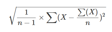 Immagine che mostra una formula di esempio Stdev.