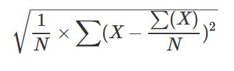 Immagine che mostra una formula di esempio Stdev.