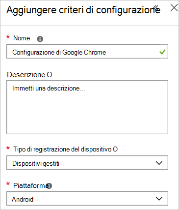 Aggiungere criteri di configurazione di Google Chrome