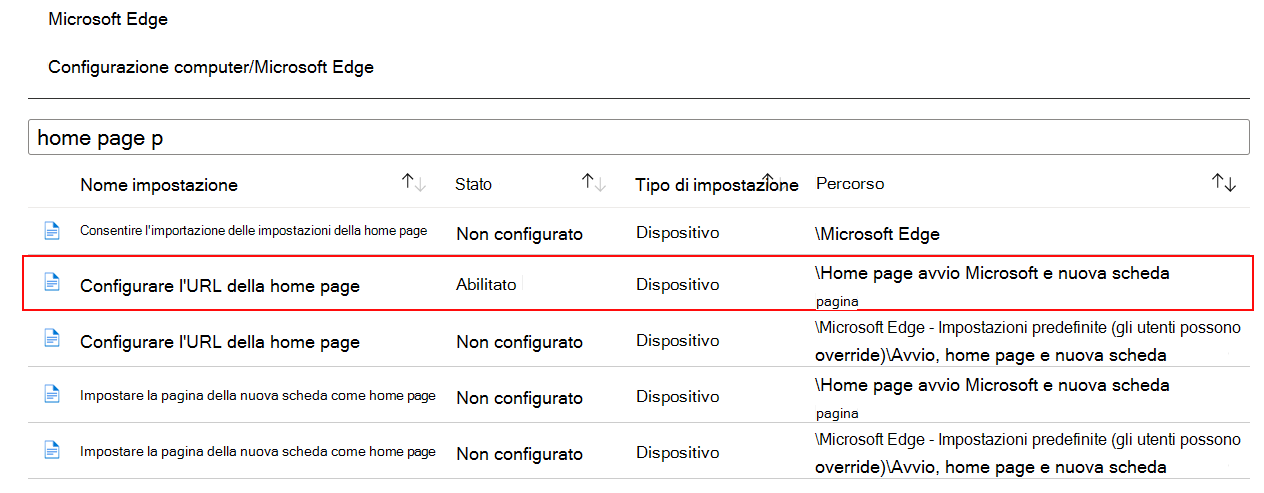 Screenshot di Quando si configura un'impostazione ADMX, lo stato viene visualizzato abilitato nell'interfaccia di amministrazione di Microsoft Intune e Intune.