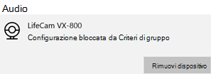 La fotocamera è bloccata dal messaggio di Criteri di gruppo in un dispositivo Windows.