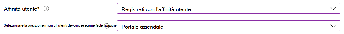 Nell'interfaccia di amministrazione Intune e Microsoft Intune registrare i dispositivi iOS/iPadOS usando Apple Configurator. Selezionare Registra con affinità utente e usare l'app Portale aziendale per l'autenticazione.