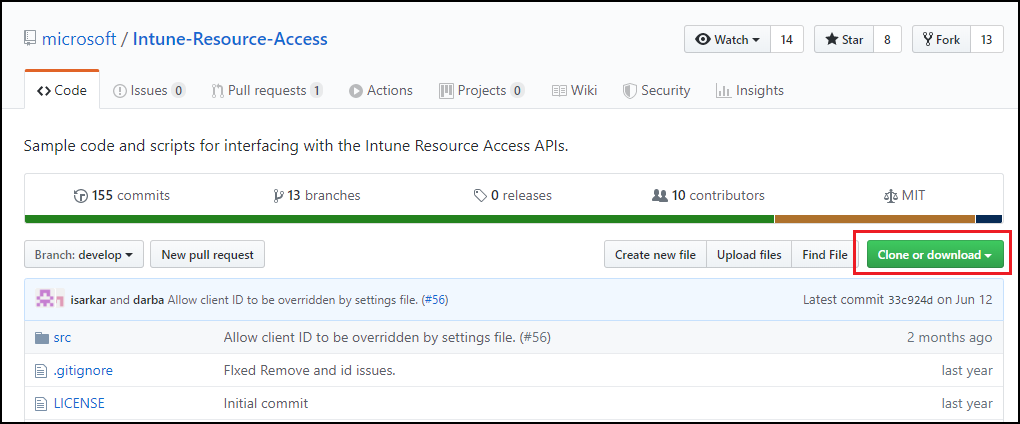 Pulsante di download di GitHub