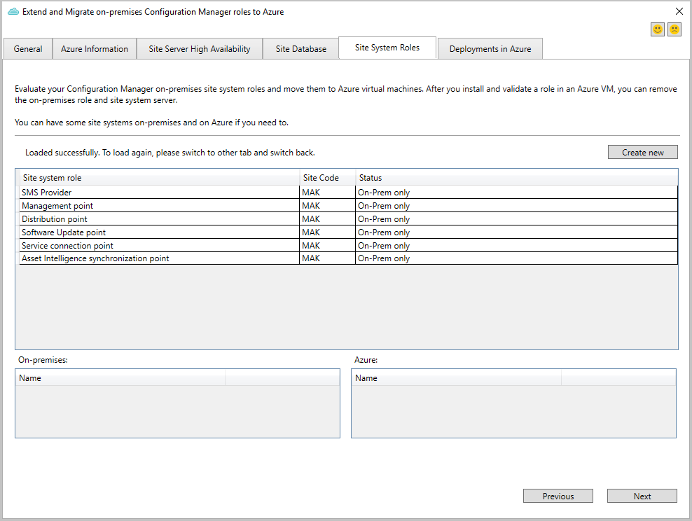 Scheda Ruoli del sistema del sito nello strumento Extend and Migrate