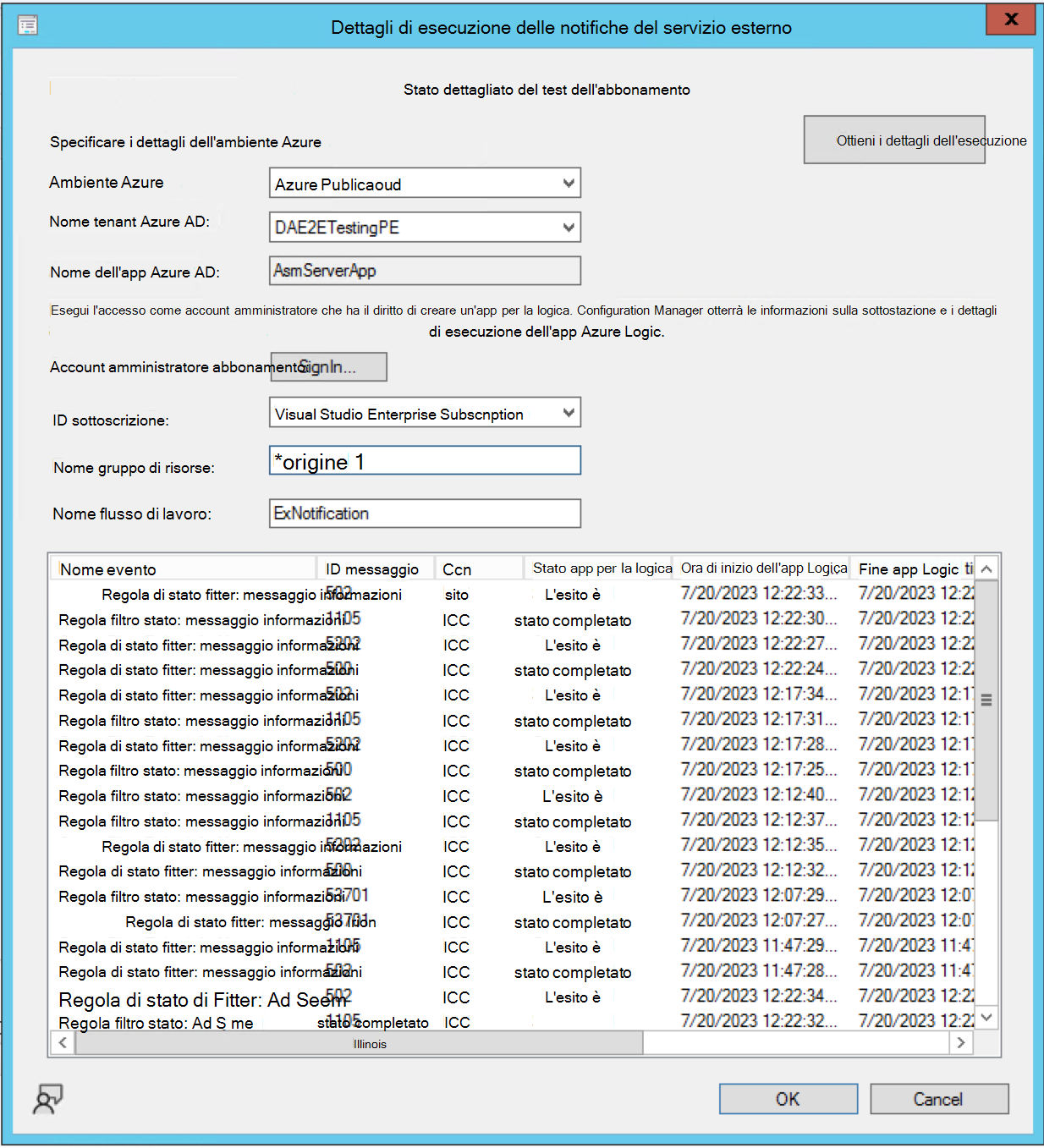 Screenshot della procedura guidata Esegui dettagli nella console di Configuration Manager.