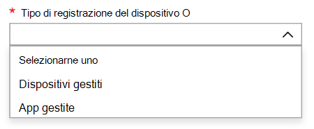 Tipo di registrazione del dispositivo