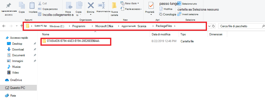 Nuova cartella creata nella directory di Microsoft Office