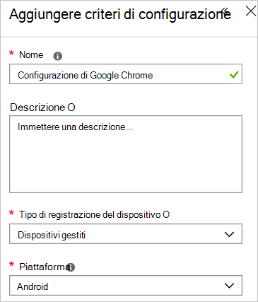 Aggiungere criteri di configurazione di Google Chrome