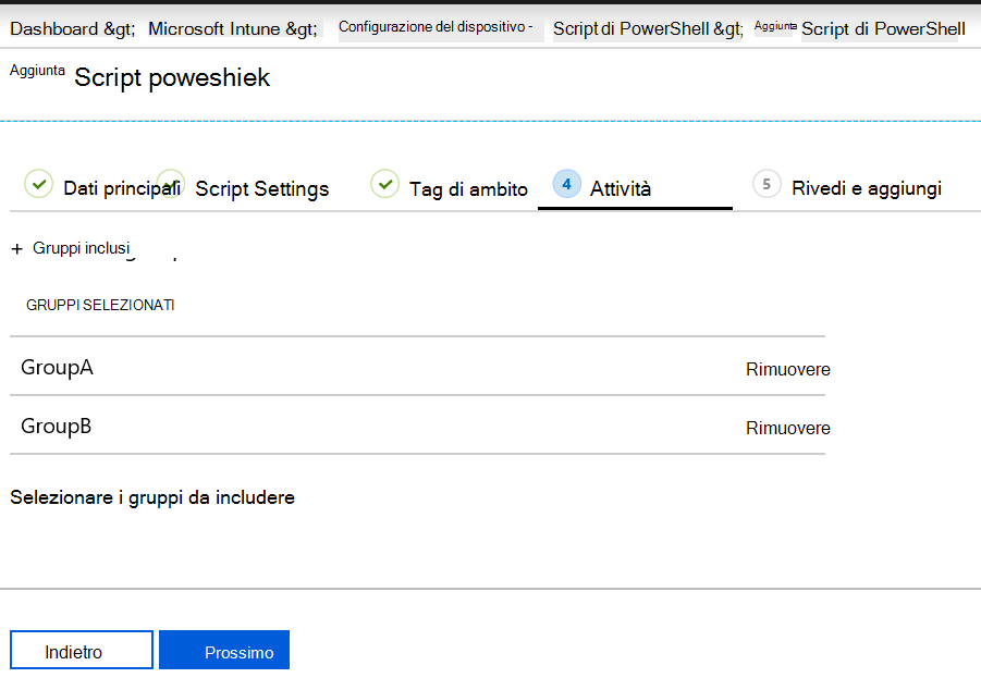 Assegnare o distribuire script di PowerShell ai gruppi di dispositivi in Microsoft Intune