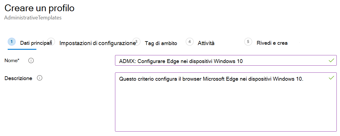 Creare un modello amministrativo di Windows ADMX nell'interfaccia di amministrazione di Microsoft Intune e Intune.