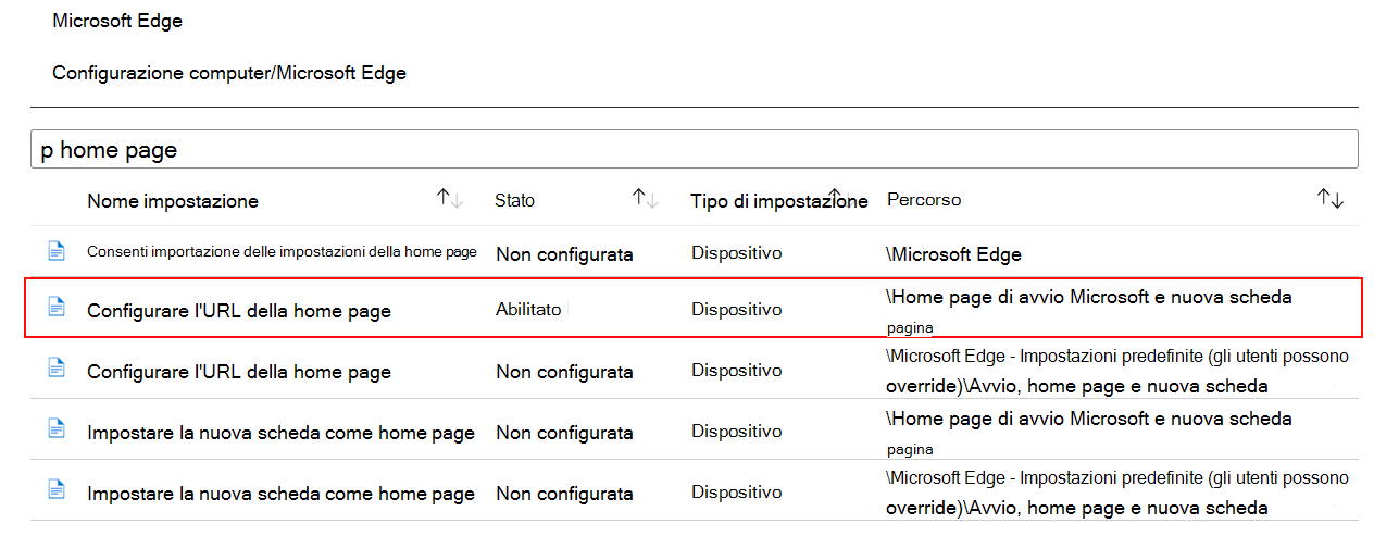 Screenshot di Quando si configura un'impostazione ADMX, lo stato viene visualizzato abilitato nell'interfaccia di amministrazione di Microsoft Intune e Intune.