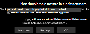 Windows non riesce a trovare il messaggio della fotocamera in un dispositivo Windows.