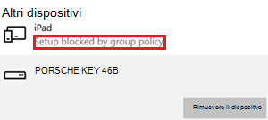 Dispositivo bloccato dai criteri di gruppo.