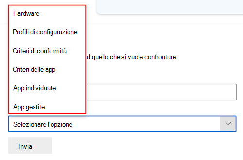 Screenshot che mostra il confronto delle richieste di Copilot che viene visualizzato dopo la selezione di un dispositivo in Microsoft Intune o nell'interfaccia di amministrazione di Intune.