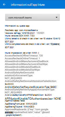 Intune informazioni sull'app